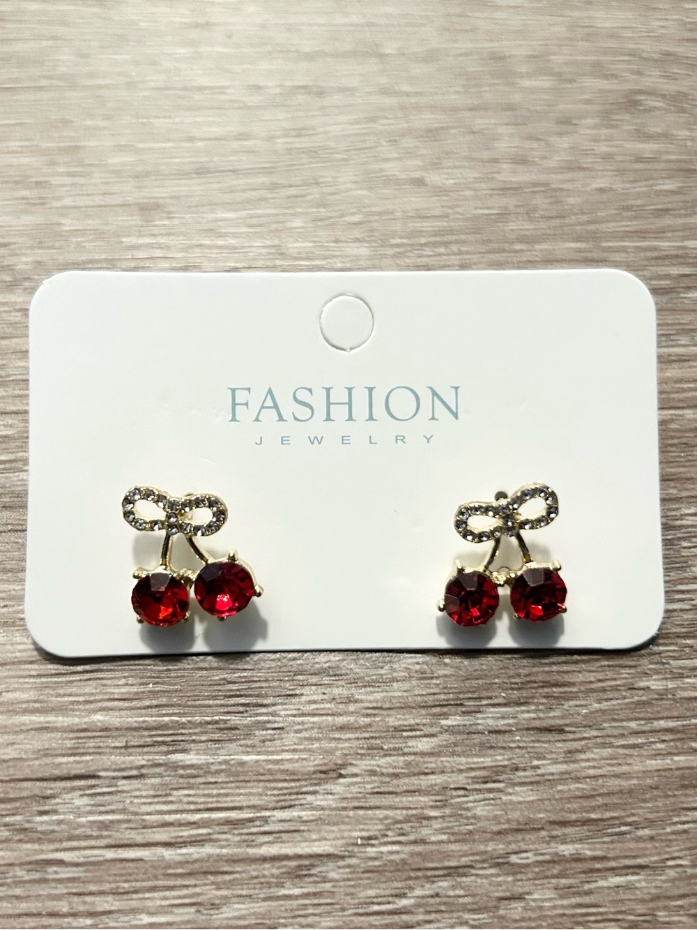 Gold and Red Cherry Earrings